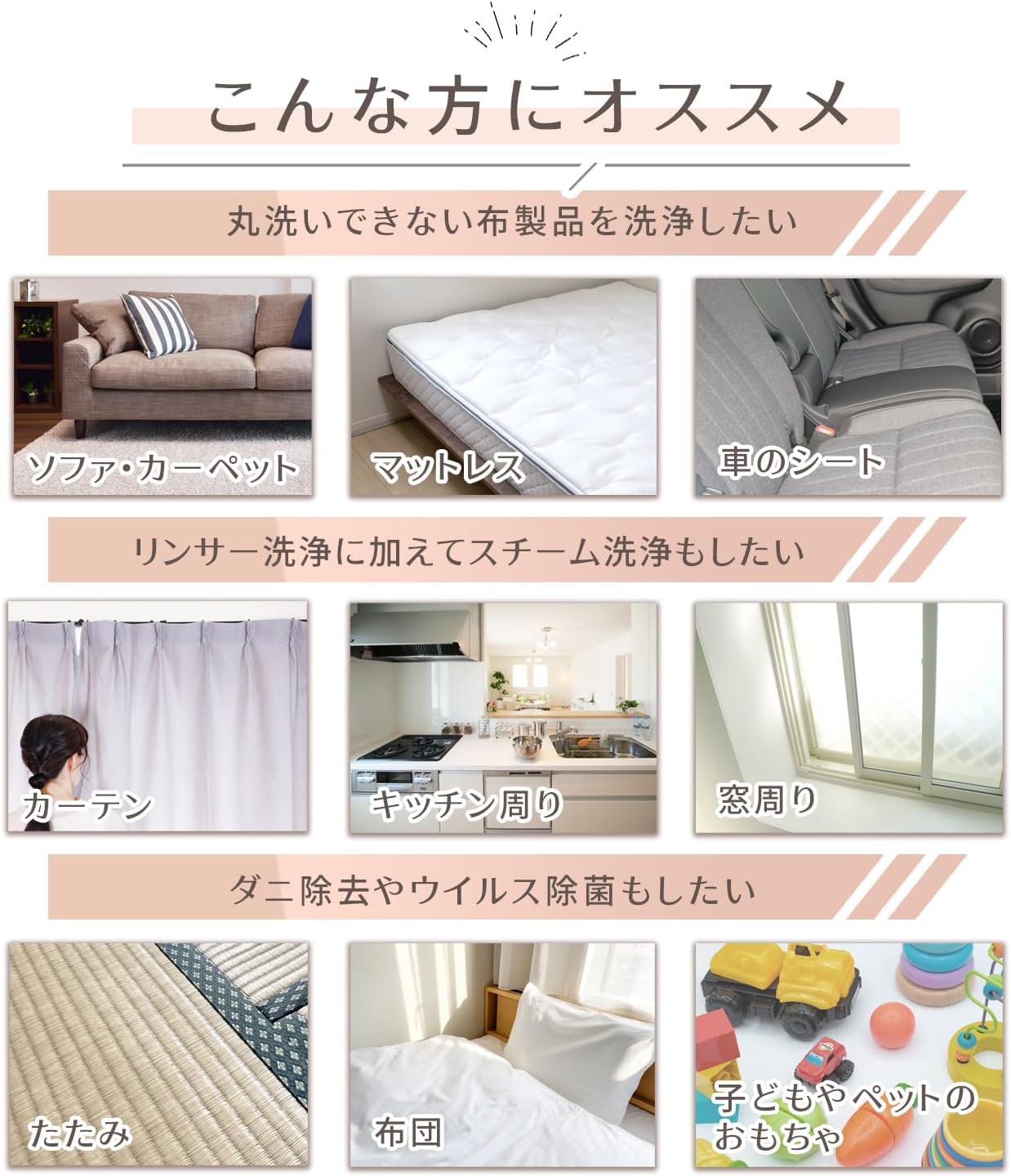 Yoquna スチームクリーナー 60℃温水生成